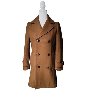 A.P.C. RARE Double Breasted Wool Pea Coat, Size XSmall, Color Brown